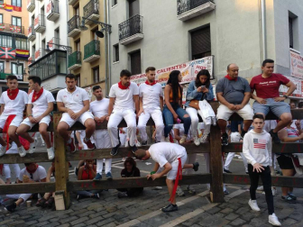 Imágenes del cuarto encierro de los Sanfermines 2018, con toros de la ganadería Fuente Ymbro.