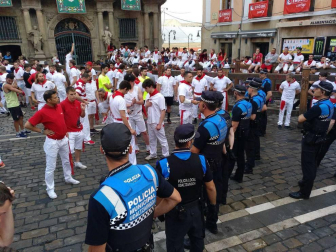 Imágenes del cuarto encierro de los Sanfermines 2018, con toros de la ganadería Fuente Ymbro.