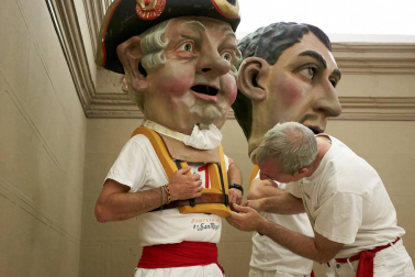Salida de los gigantes y cabezudos de Pamplona, 10 de julio de San Fermín 2018