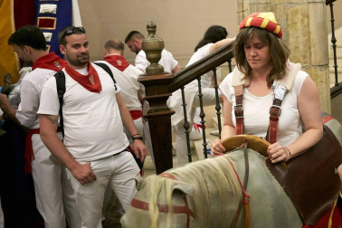 Salida de los gigantes y cabezudos de Pamplona, 10 de julio de San Fermín 2018