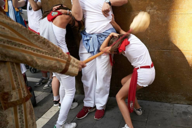 Salida de los gigantes y cabezudos de Pamplona, 12 de julio de San Fermín 2018
