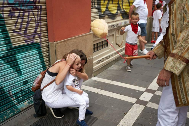 Salida de los gigantes y cabezudos de Pamplona, 12 de julio de San Fermín 2018