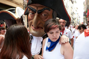 Salida de los gigantes y cabezudos de Pamplona, 12 de julio de San Fermín 2018