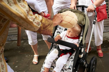 Salida de los gigantes y cabezudos de Pamplona, 12 de julio de San Fermín 2018