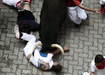 Imágenes del séptimo encierro de los Sanfermines de 2018, con toros de la ganadería Jandilla.