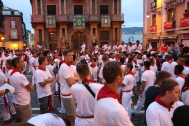 Imágenes del séptimo encierro de los Sanfermines de 2018, con toros de la ganadería Jandilla.