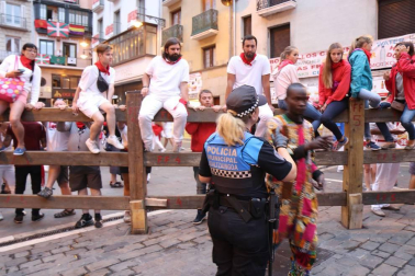 Imágenes del séptimo encierro de los Sanfermines de 2018, con toros de la ganadería Jandilla.