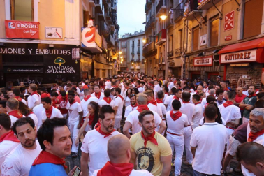 Imágenes del séptimo encierro de los Sanfermines de 2018, con toros de la ganadería Jandilla.