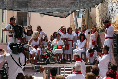 Fotos del encierro del cuarto día de las fiestas de Tudela, homenajes y pasacalles. 27 de julio de 2018