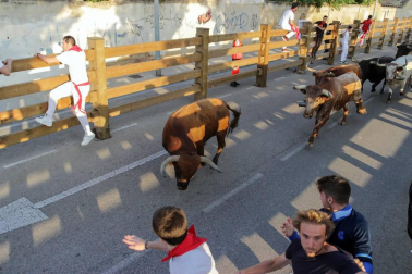 Fotos del encierro del cuarto día de las fiestas de Tudela, homenajes y pasacalles. 27 de julio de 2018