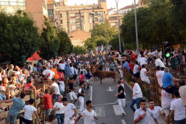 Fotos del encierro del cuarto día de las fiestas de Tudela, homenajes y pasacalles. 27 de julio de 2018