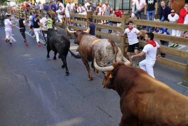 Fotos del encierro del cuarto día de las fiestas de Tudela, homenajes y pasacalles. 27 de julio de 2018