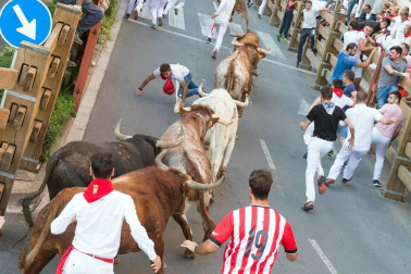 Fotos del encierro del cuarto día de las fiestas de Tudela, homenajes y pasacalles. 27 de julio de 2018