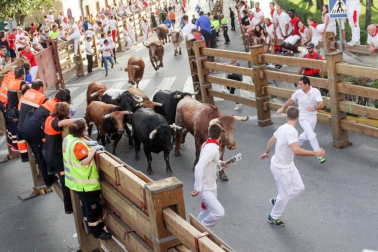 Fotos del encierro y la gigantada del quinto día de las fiestas de Tudela 2018, 28 de julio.