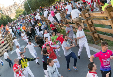 Fotos del encierro, pasacalles, homenaje al tudelano adoptivo, feria de alimentos artesanos y concurso de recortadores del sexto día de las fiestas de Tudela 2018, 29 de julio