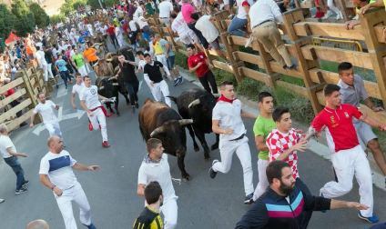 Fotos del encierro, pasacalles, homenaje al tudelano adoptivo, feria de alimentos artesanos y concurso de recortadores del sexto día de las fiestas de Tudela 2018, 29 de julio