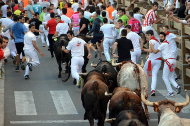Fotos del encierro, pasacalles, homenaje al tudelano adoptivo, feria de alimentos artesanos y concurso de recortadores del sexto día de las fiestas de Tudela 2018, 29 de julio