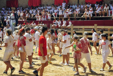 La villa comenzó sus fiestas reconociendo la carrera profesional del peluquero Mikel Luzea. El calor no fue excusa para que los vecinos disfrutasen del chupinazo