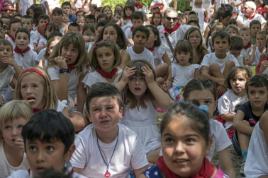 Imágenes de las Fiestas de Estella que comprenden: la verbena de plaza de los Fueros, homenaje a los mayores, bombada, Gorgorito, comidas de Quintos en el paseo de los Llanos, baile de la era y popurri estellés.
