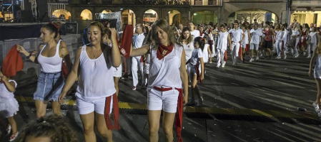 Imágenes de las Fiestas de Estella que comprenden: la verbena de plaza de los Fueros, homenaje a los mayores, bombada, Gorgorito, comidas de Quintos en el paseo de los Llanos, baile de la era y popurri estellés.