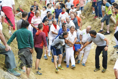 La ganadería Hípica Zahorí ha protagonizado un emocionante tercer encierro del Pilón en las fiestas de Falces, 2018, este martes 14 de agosto.