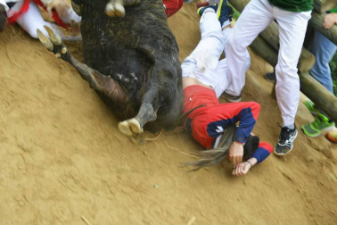 Quinto encierro del Pilón de fiestas de Falces 2018, 16 de agosto con la ganadería Adrián Domínguez, de Funes