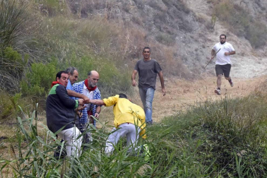 Quinto encierro del Pilón de fiestas de Falces 2018, 16 de agosto con la ganadería Adrián Domínguez, de Funes