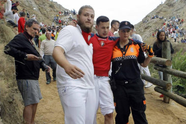 Quinto encierro del Pilón de fiestas de Falces 2018, 16 de agosto con la ganadería Adrián Domínguez, de Funes