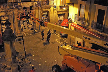 Desalojo del gaztetxe Maravillas, en el Palacio Marqués de Rozalejo, en Pamplona.