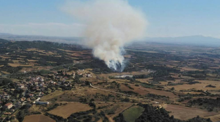 Bomberos forestales de los parques de Cordovilla, Tafalla y Estella y las dos Brigadas de Refuerzo en Incendios Forestales  han acudido a la zona donde se ha extendido el fuego. 