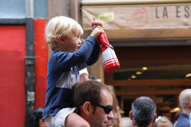 Los gigantes y cabezudos conmemoran en las calles de Pamplona el Privilegio de la Unión
