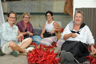 Los lodosanos se volcaron, un año más, en la celebración del Día del Pimiento del Piquillo o, como se le conoce en la localidad, el oro rojo de Lodosa. Una jornada para saborear, pero también para descubrir el proceso artesanal que da lugar a este privilegiado alimento, desde el ensartado al asado sobre leña y el pelado a mano.