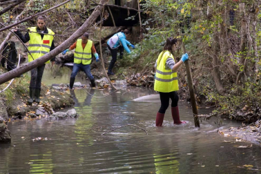 Más de 120 voluntarios y voluntarias se han congregado este sábado para participar en la limpieza del río Sadar