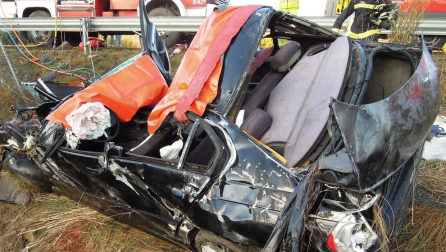 Una persona resultó herida grave tras sufrir una salida de vía en la autopista, a la altura de la localidad navarra.