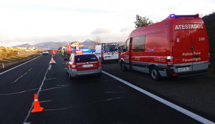 Una persona resultó herida grave tras sufrir una salida de vía en la autopista, a la altura de la localidad navarra.