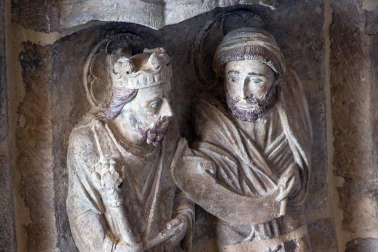 Fotografías de la restauración de la Puerta del Juicio de la catedral de Tudela