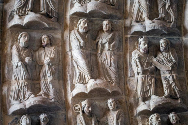 Fotografías de la restauración de la Puerta del Juicio de la catedral de Tudela