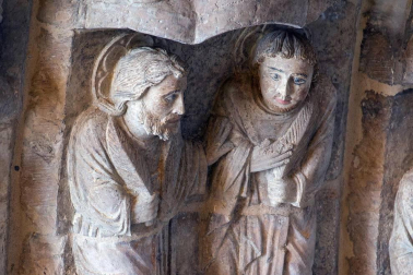 Fotografías de la restauración de la Puerta del Juicio de la catedral de Tudela