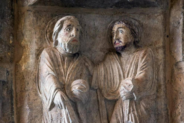 Fotografías de la restauración de la Puerta del Juicio de la catedral de Tudela