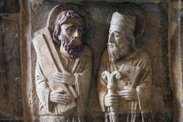 Fotografías de la restauración de la Puerta del Juicio de la catedral de Tudela