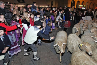 Paso de la tradicional comitiva del carbonero por las calles de la capital navarra dando inicio a las Navidades 2018
