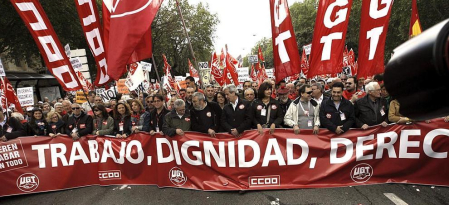 Imágenes de las concentraciones en las principales ciudades españolas, con motivo del Día del Trabajador