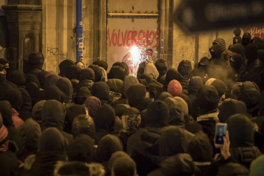 Manifestación en Pamplona en apoyo al gaztetxe Maravillas