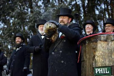 Fotos del día de la marmota 2019. Phil salió una vez más de su refugio para predecir una primavera anticipada.