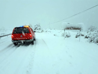 Fotografías del temporal de nieve y lluvia en Navarra, que está provocando dificultades para circular en distintos puntos de la red viaria.
