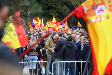Manifestación este domingo en la plaza de Colón de Madrid en contra de la política de diálogo del Gobierno en Cataluña y en demanda de elecciones.