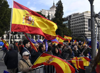Manifestación este domingo en la plaza de Colón de Madrid en contra de la política de diálogo del Gobierno en Cataluña y en demanda de elecciones.