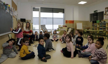 Alumnado del CP Buztintxuri durante una jornada escolar.