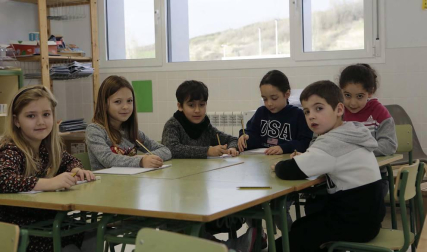 Alumnado del CP Buztintxuri durante una jornada escolar.