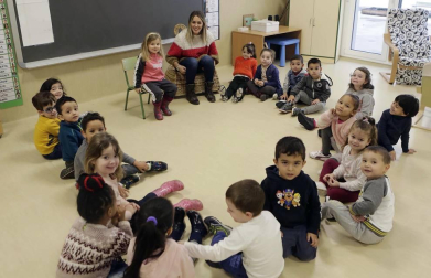 Alumnado del CP Buztintxuri durante una jornada escolar.